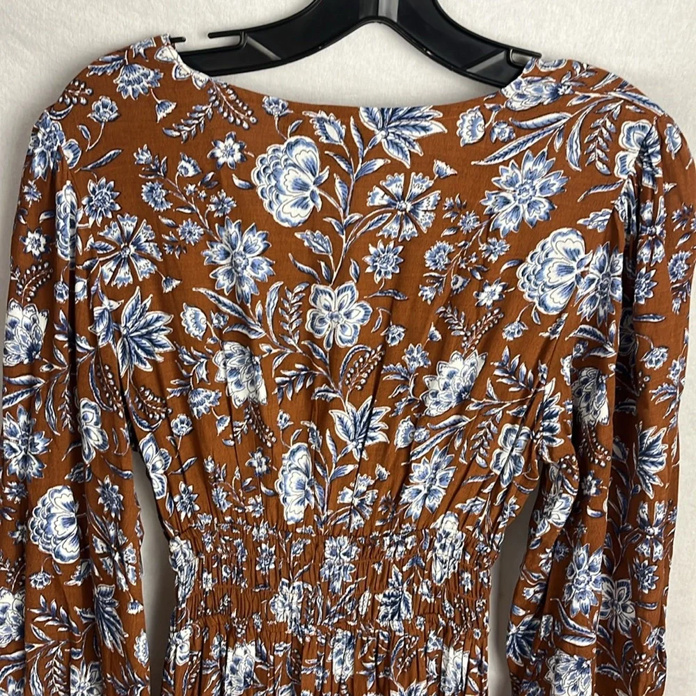 GAP Brown and White Long Sleeve V-Neck Sundress small - Picture 8 of 8